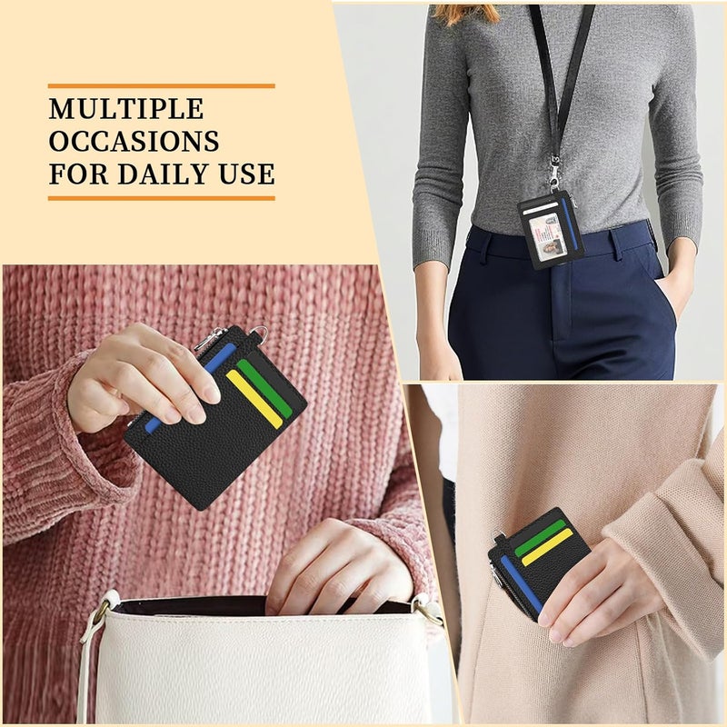 Hancynir Slim Wallet Women Credit Card Holder Black Minimalist RFID Blocking Small Mini Card Case Front Pocket PU Leather Thin Travel Zipper Coin Cash ID Window Ladies Female Wallet Gifts - Image 3